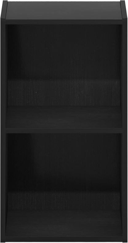 Furinno PASIR Book Shelf, 2-Tier Modern Bookshelf, Open Shelves Bookcase 9" x 12" x 21", for Living Room, Bedroom, Home Office, Blackwood