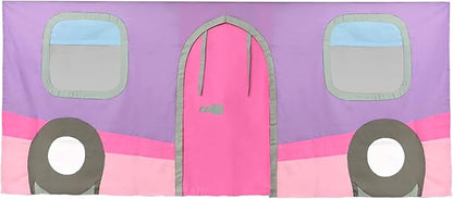 Max & Lily Underbed Curtain for Low Bunk Bed/Low Loft Bed, Camper Van Play Kids, Cotton Privacy Bottom Bunk, 2 Panel Set, Pink/Purple (180032-056)