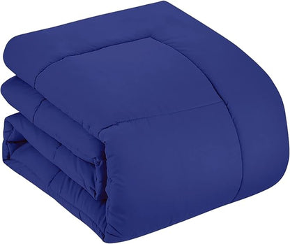 Sweet Home Collection 7 Piece Comforter Set Bag Solid Color All Season Soft Down Alternative Blanket & Luxurious Microfiber Bed Sheets, Royal Blue, Twin XL