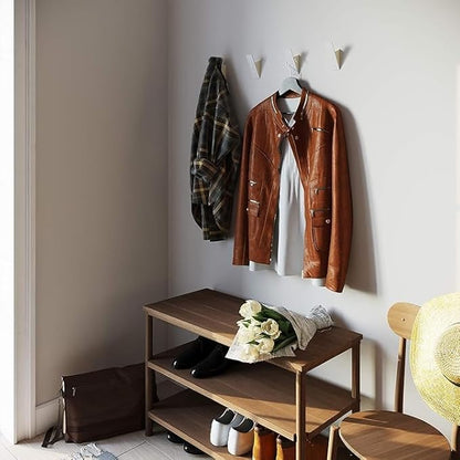 Homeforia Beech Wood Coat Hooks, High End Beech Wood & White Metal Wall Mounted Clothing Hooks, Mid-Century Modern Coat Hooks, Heavy Duty Wooden Hooks for Hanging Coats, Hats, Towels & More, Set of 10
