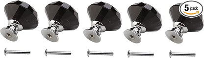 Dynasty 30mm Glass Crystal Dresser Drawer Kitchen Cabinet Door Hardware Knobs Handles - Color | Quantity Choice, Black