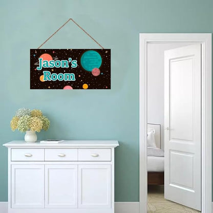 Personalized Sign Stars Wall Hanging Sign For Kids Room, Motivational Hanging Plaque Sign Outer Space Room Wall Art Decor, Starry Sky Nursery Decor for Boys Room Playroom Décor