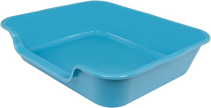 1 Pack of Extra Large Cat Litter Box (ABS Material), Low Entry Senior Litter Pen for Geriatric Kitty Big Cats, Jumbo Pet Safe Litter Boxes Tray for Pets Potty (Light Blue, 24" L x 20" W)-Mewly Pet