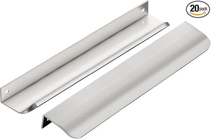 Ravinte Hardware 20 Pack Silver Cabinet Handles, 7.8 Inch (200mm) Finger Edge Pulls, 6-1/4 Inch Hole Center, Finger Pulls for Cabinets