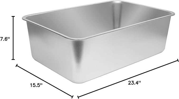Kichwit Large Stainless Steel Cat Litter Box with High Sides, Metal Litter Pan for Big Cats, Non Stick Smooth Surface, Easy to Clean (23.4" L x 15.5" W x 7.6" H)-Mewly Pet