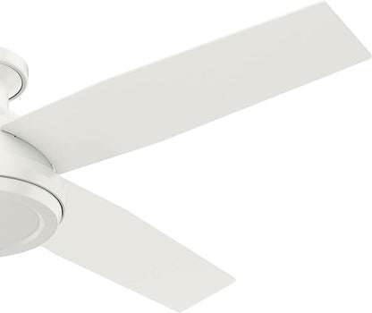 Hunter 52 inch Indoor Ceiling Fan No Light with Remote Control - White Modern Ceiling Fan without Light, Low Profile Mount, 4 Blades, For Bedroom, Living Room, or Kitchen - Dempsey 59248, Fresh White