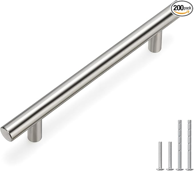 homdiy 200 Pack Cabine Handles Brushed Nickel Drawer Pulls - HD201SNB Cabinet Hardware 4.5in Hole Centers Cabinet Pulls for Kitchen Cabinets