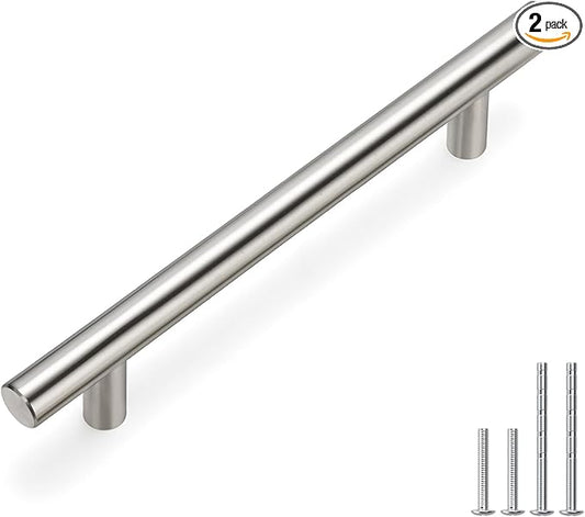 homdiy Brushed Nickel Cabinet Pulls Drawer Handles, 4-1/2in(115mm) Hole Center Dresser Drawer Handles Silver Drawer Pulls for Kitchen, Bedroom, Bathroom, Livingroom