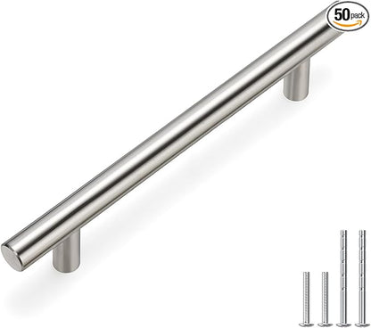 homdiy Cabinet Handles Brushed Nickel Cabinet Pulls - HD201SN Modern Drawer Handles Stainless Steel Cabinet Hardware 4-1/2in Hole Centers Kitchen Cabinet Handles Cupboard Handles Dresser Drawer Pulls