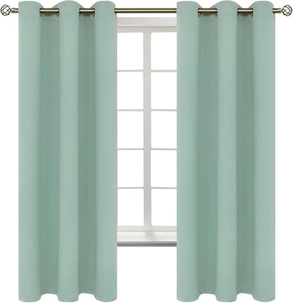 BGment Blackout Curtains - Grommet Thermal Insulated Room Darkening Bedroom and Living Room Curtains, Set of 2 Panels (42 x 63 Inch, Frosty Green)