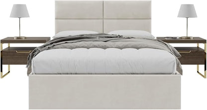 Vänt Upholstered Wall Panels - Queen/Full Size Wall Mounted Headboards - Micro Suede Neutral Sand - Set of 4 Panels (Each Individual Panel 30"x11.5")