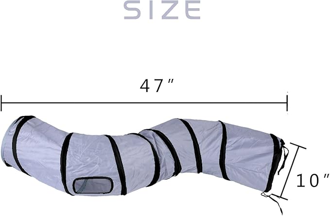iCAGY Cat Tunnel for Indoor Cats Interactive, Rabbit Tunnel Toys, Pet Toys Play Tunnels for Cats Kittens Rabbits Puppies Crinkle Pop Up Gray 47" Shape S-Mewly Pet