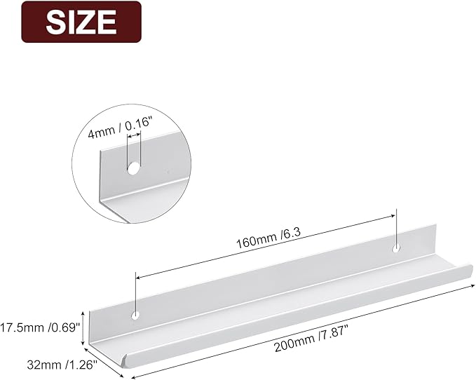 uxcell Cabinet Finger Edge Pull, 8pcs 200mm / 7.87" Aluminum Alloy Back Mount Hidden Cabinet Pulls Concealed Handle for Home Kitchen Drawer Cabinet, Silver