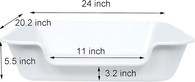 1 Pack of Extra Large Cat Litter Box (ABS Material), Low Entry Senior Litter Pen for Geriatric Kitty Big Cats, Jumbo Pet Safe Litter Boxes Tray for Indoor Pets Potty (White, 24" L x 20" W)-Mewly Pet