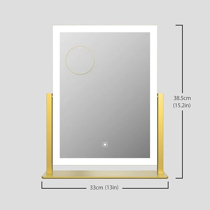 Lighted Makeup Mirror, Hollywood Vanity Mirror with Lights, Three Color Modes，Detachable 10X Magnification Mirror, Smart Touch Control, 360°Rotation (15.2in)
