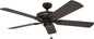 Honeywell Ceiling Fans Belmar 52 Inch Ceiling Fan Without Light, Outdoor Ceiling Fan with Pull Chain, Tri-Mount Traditional 5 Blade Design, ETL Wet Rated, Bronze (50199-01)