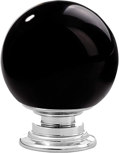 12 Pcs 30mm Round Shape Bubble Crystal Glass Cabinet Knobs with Screws Drawer Knob Pull Handle Used for Kitchen, Dresser, Door, Cupboard (Black)