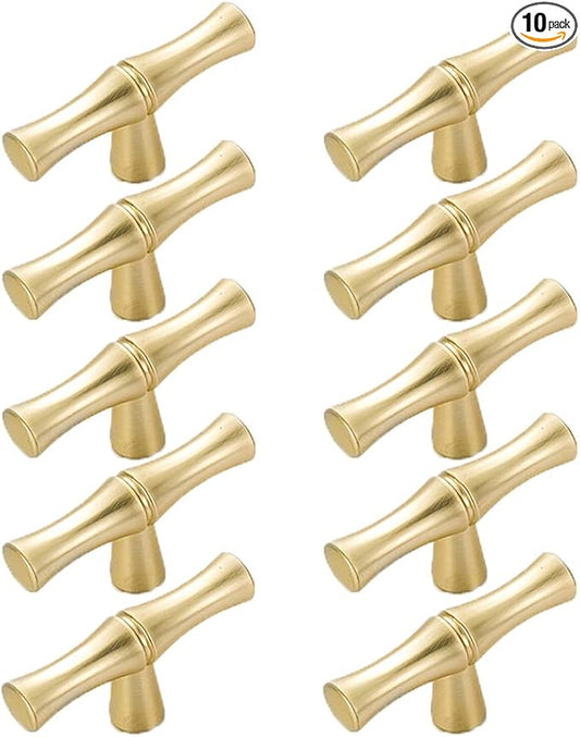 10pcs Cabinet Knobs Single Hole,Bamboo Shape Kitchen Cupboard Dresser Closet Drawer Door Handles Pulls Gold