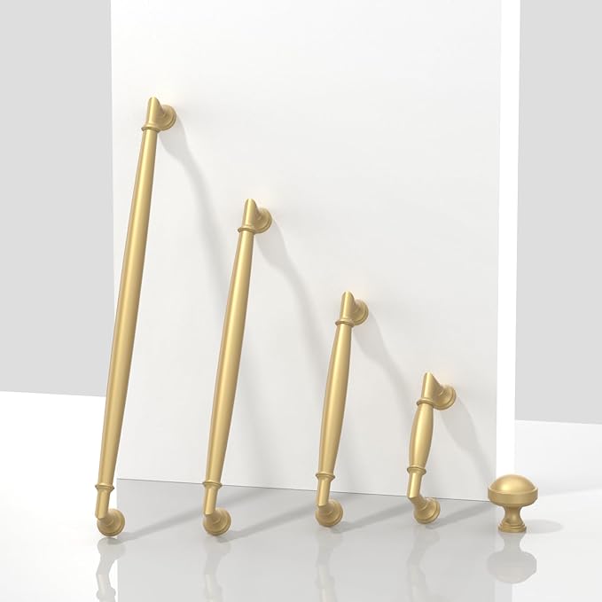 10 Pack Brushed Gold Cabinet Pulls 10 Inch(254mm) Kitchen Cabinet Handles Solid Zinc Alloy Cabinet Hardware Drawer Pulls