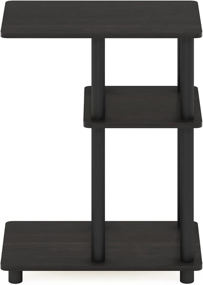 Furinno Turn-N-Tube C-Shape Sofa Side Table, Espresso/Black, Plastic Pole Without Caster