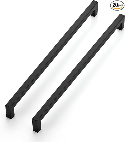 Ravinte 20 Pack 12-3/5 Inch Kitchen Square Cabinet Handles Matte Black Cabinet Pulls Black Drawer Pulls Kitchen Cabinet Hardware Kitchen Handles