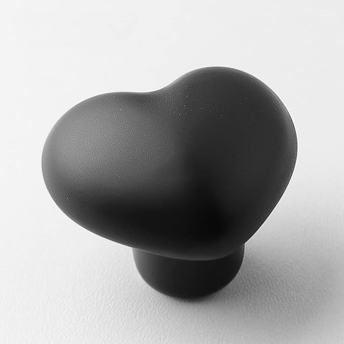 HUAMULAN 15PCS Semi Glossy Ceramic Knobs Heart Shape Cabinet Dresser Pulls Door Handles Cupboard Wardrobe Drawer,Semi Dull Black