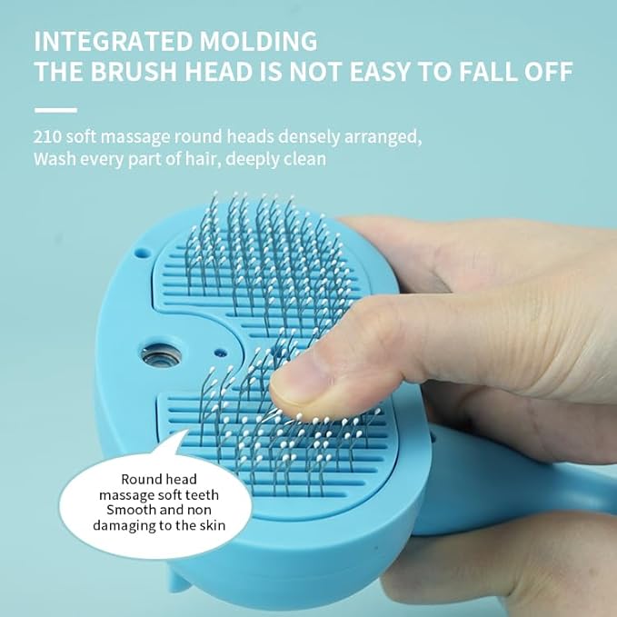 Cat Dog Grooming Brush 5-in-1 Pet Grooming Spray Brush Comb for Massaging and Cleaning Shedding Pet Hair, 1-Touch Release Button for Long/Short Hair Pets (Pink)-Mewly Pet