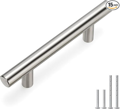 homdiy 15 Pack Brushed Nickel Cabinet Pulls 3 Inch Handles Stainless Steel Cabinet Hardware for Kitchen and Bathroom Cabinets, 5 Inch Overall Drawer Pull