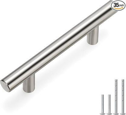 homdiy 35Pack Cabinet Handles Brushed Nickel Cabinet Hardware 3in Hole Centers Cabinet Door Handles for Kitchen Cabinets, Modern Drawer Pulls Stainless Steel Handle Pulls