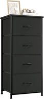 Somdot Dresser for Bedroom with 4 Drawers, Storage Organizer Chest of Drawers with Removable Fabric Bins for Closet Bedside Living Room Laundry Entryway Hallway, Black