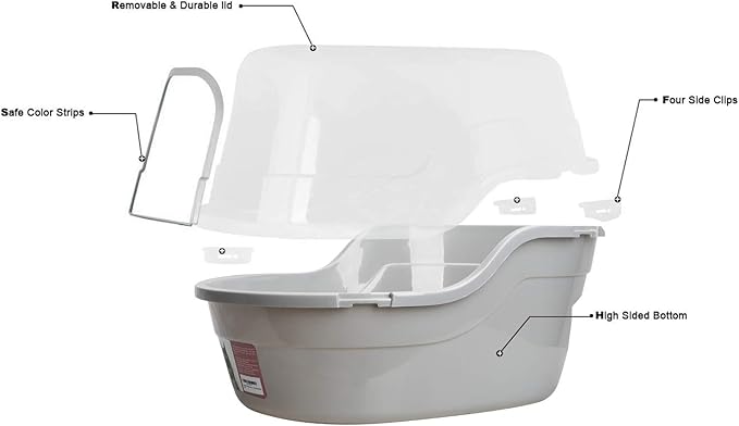 Petphabet Jumbo Hooded Cat Litter Box, Extra Large Gray-Mewly Pet