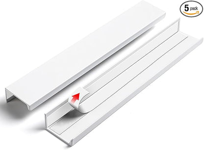 5 Pack 8 inch Self Adhesive Cabinet Pulls - Bright White Adhesive Cabinet Handles - Drawer Pulls - Finger Pulls