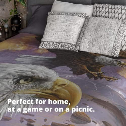 Dawhud Direct Fleece Throw Blanket - 75x90-Inch Flying Eagle Plush Blanket for Kids and Adults - Soft and Cozy for Bed, Couch, or Travel - Thoughtful Gifts Animal Lovers