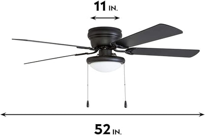 Portage Bay 50251 Hugger 52" Matte Black West Hill Ceiling Fan with Bowl Light Kit