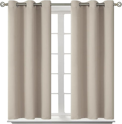 BGment Room Darkening Curtains 45 Inches Long - Grommet Thermal Insulated Drapes Window Treatment Curtains for Bedroom, 2 Panels, 38 x 45 Inch, Camel