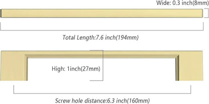 10 Pack Gold Cabinet Pulls - 6.25 Inch Handles - Drawer Pulls