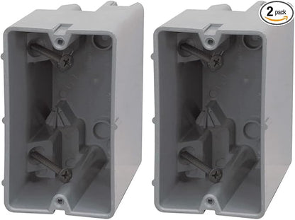 Southwire Device Box, 1 Gang, 22.5/Cu | Depth Adjustable | Heavy Duty 42lb | Gray | Pack of 2