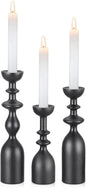 HOWSILAY Wood Candle Holders for Table Centerpiece Black Candlestick Holders - Rustic Candle Stick Candle Holder fits 3/4" or 7/8" Taper Candle and Dia 1.5" Led Tea Lights Candles or Pillar Candles