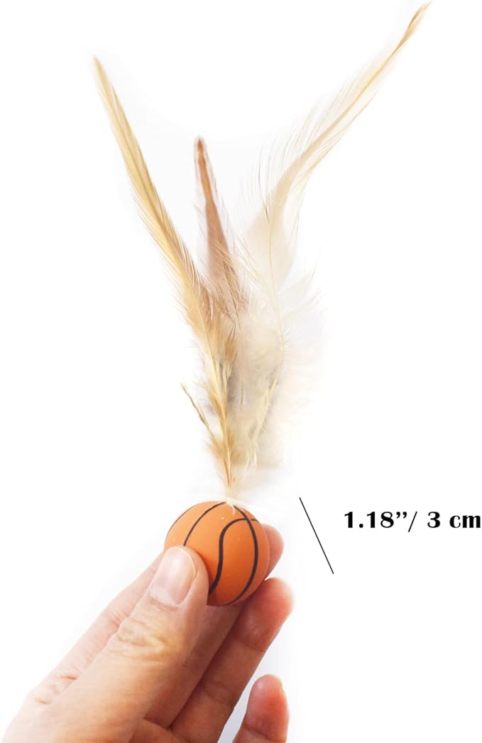 Cat Toy Balls, 5 PCS Colorful Feather Bouncy Balls for Cats No Noise Interactive Kitten Toys Cat Exercise Ball, Safe for Your Kitty (B)-Mewly Pet
