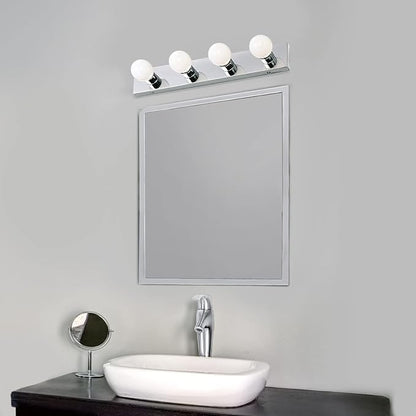 Design House Vanity Lighting, Steel Construction, 4 Vanity Lights, Dimmable, Uses four 60W Bulbs, Polished Chrome, 24.0 In. W x 4.3 In. H x 2.0 In. D, 500892