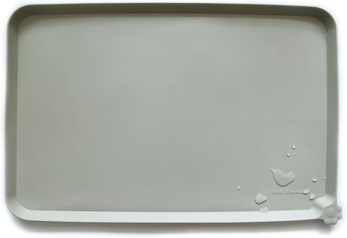 Hoki Found L Silicone Non Slip Pet Dog Cat Bowl Mats - Placemat - Feeding Mat - Waterproof - For Carpet - Cream Green-Mewly Pet