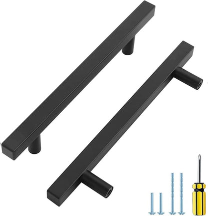 Ravinte Black Cabinet Handles 25 Pack 5 inch Matte Black Square Cabinet Pulls Kitchen Hardware Modern Pulls 7-3/8 inch Overall Length Kitchen Drawer Handles