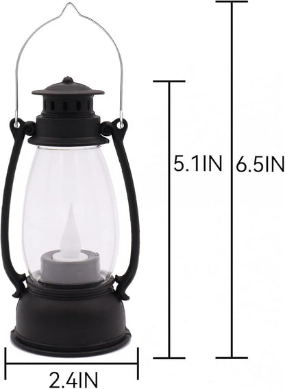 (12 Pcs-5.1in) Mini Lanterns for Vintage Western Christmas Decor, Lightweight Portable Small LED Lanterns Decorative Indoor & Outdoor Hanging Ornaments for Weddings Party Halloween Decorations