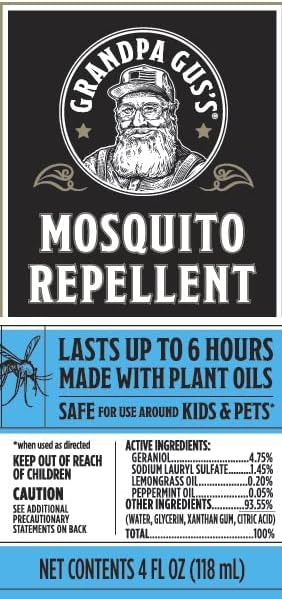 Grandpa Gus's Natural Mosquito Repellent Spray, Time-Release Plant-Based Actives, Non-Greasy, No Stains, DEET-Free, 4 oz (Pack of 2)-Mewly Pet