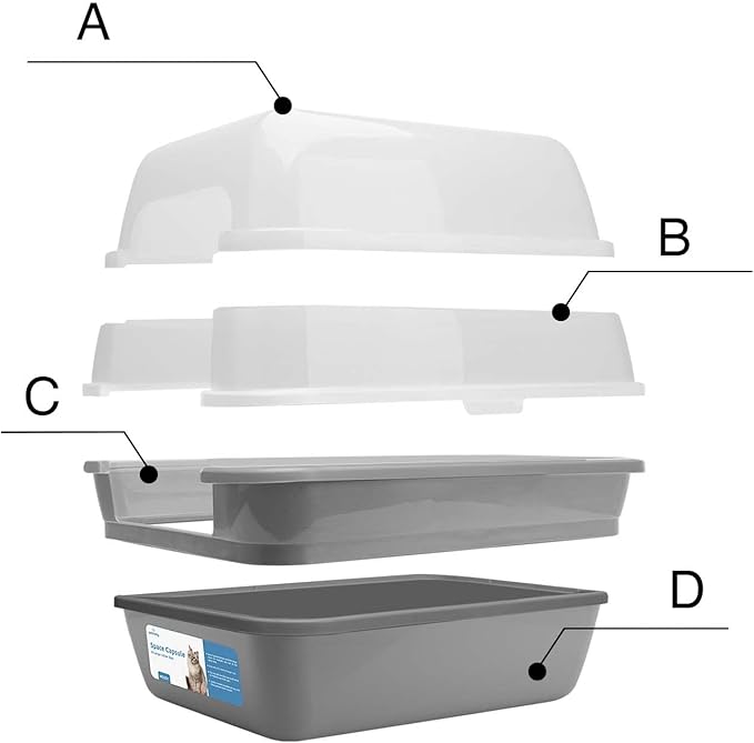 Petfamily Cat Litter Box, Large Foldable Jumbo Hooded with Transparent Lid,Grey-Mewly Pet