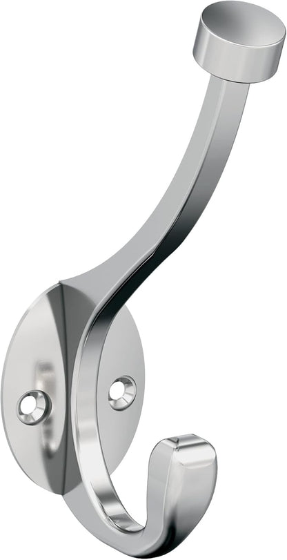 Amerock H5546526 | Adare Double Prong Decorative Wall Hook | Polished Chrome Hook for Coats, Hats, Backpacks, Bags | Hooks for Bathroom, Bedroom, Closet, Entryway, Laundry Room, Office