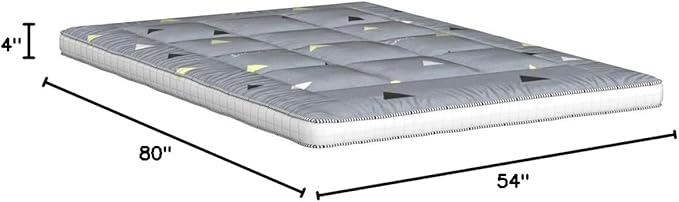 MAXYOYO Grey Triangle Futon Mattress, Padded Japanese Floor Mattress Quilted Bed Mattress Topper, Extra Thick Folding Sleeping Pad Breathable Floor Lounger Guest Bed for Camping Couch, Full