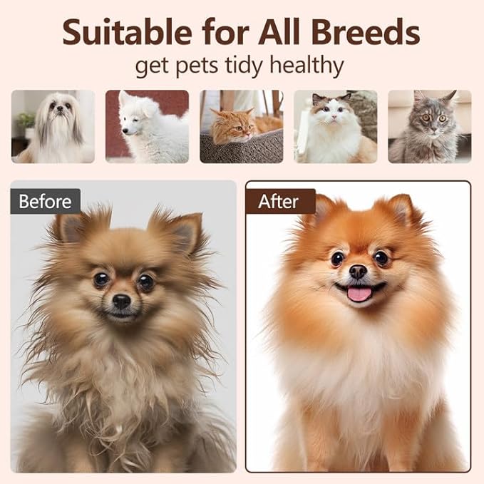 L&W BROS. Steam Grooming Brush for Shedding and Detangling – Self-Cleaning Steamy Pet Brush with Mist Spray for Long-Haired Cats and Small Dogs (White)-Mewly Pet