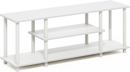 Furinno Turn-N-Tube TV Stand, 3-Tier Entertainment Center with Open Shelves, TV Console for TV up to 50 Inch, for Living Room, Bedroom, White