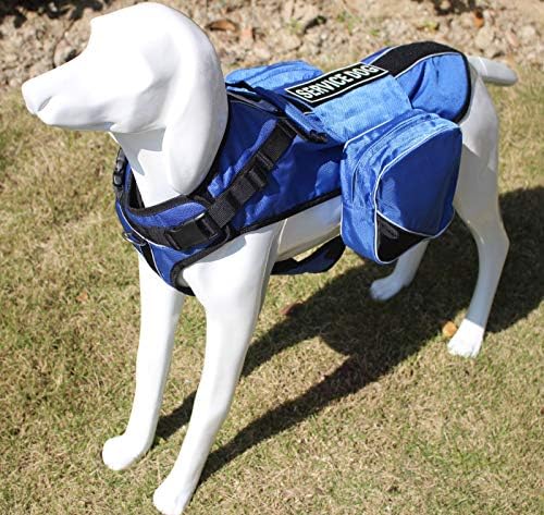 Serijoars Dog Vest Harnesses with Saddlebag Backpack for Camping & Travel - Reflective Hound Hiking Backpack Saddle Bag - Lightweight Vest Harness for Medium & Large Dogs (Blue, M)-Mewly Pet